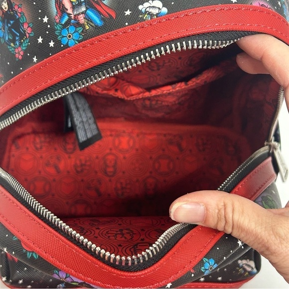 Loungefly Marvel Avengers Floral Tattoo Mini Backpack - Picture 6 of 13
